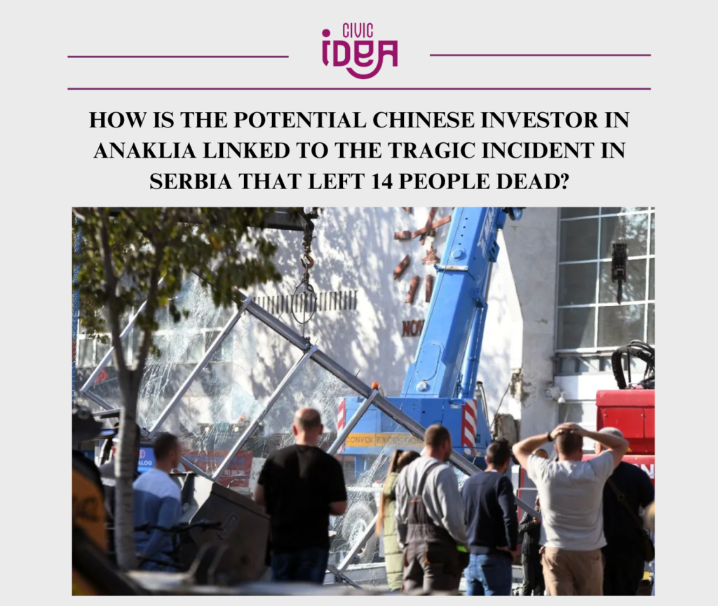 How is the potential Chinese investor in Anaklia linked to the tragic incident in Serbia that left 14 people dead?