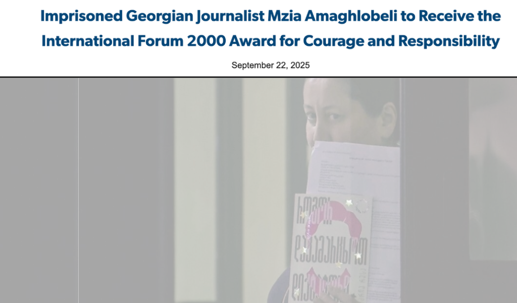 Georgian journalist Mzia Amaghlobeli has been awarded the Forum 2000 International Prize “Courage and Responsibility”!